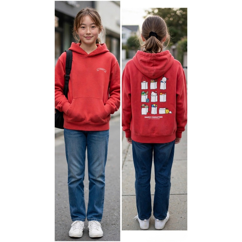 Uniqlo UT Sanrio Characters Supermarket Red Graphic Hoodie Kids 13 142-481421